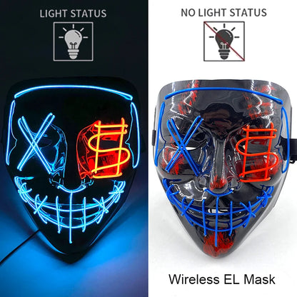 Masque LED Néon Halloween - Purge Lumineux Sans Fil