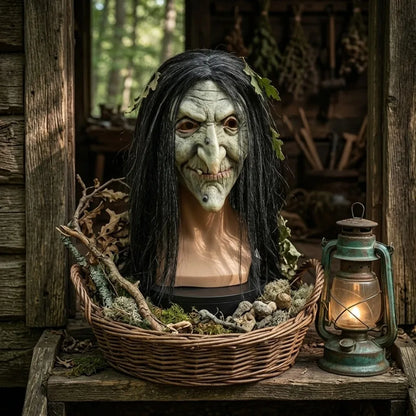 Masque Sorcière Vieille en Latex - Visage Entier Réaliste | Halloween Horreur