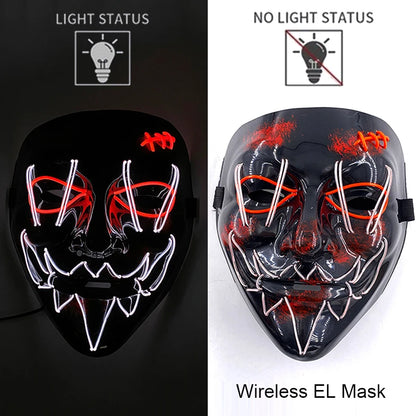 Masque LED Néon Halloween - Purge Lumineux Sans Fil