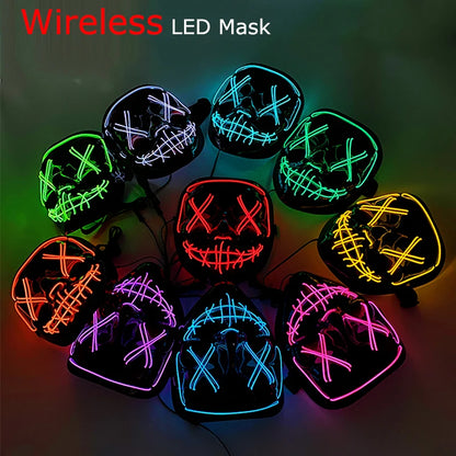 Masque LED Néon Halloween - Purge Lumineux Sans Fil