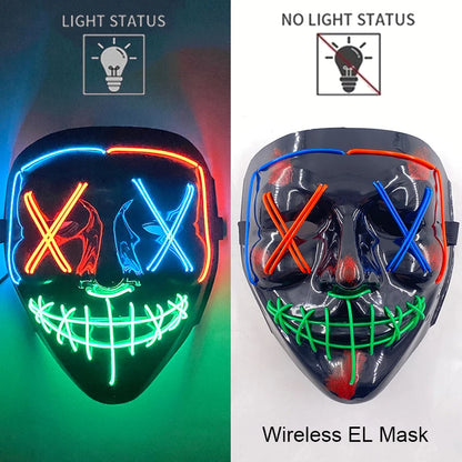 Masque LED Néon Halloween - Purge Lumineux Sans Fil
