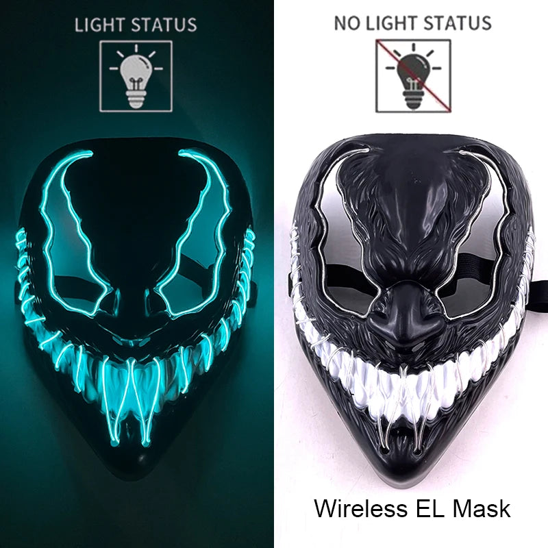 Masque LED Néon Halloween - Purge Lumineux Sans Fil