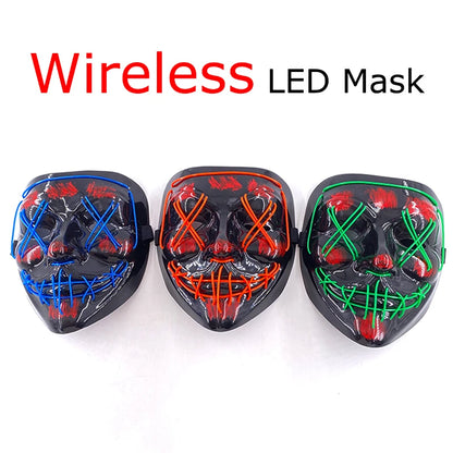 Masque LED Néon Halloween - Purge Lumineux Sans Fil