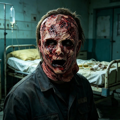 Masque Zombie Latex Visage Entier - Sanglant avec Cheveux | Halloween Horreur
