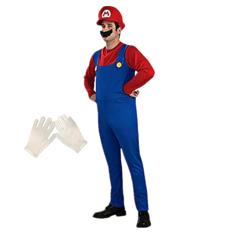 Déguisement Plombier Moustachu Adulte - Salopette, Casquette et Moustache - Halloween, Carnaval, Cosplay