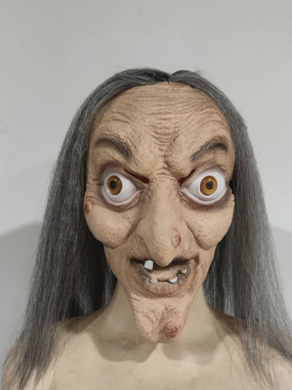 Masque Sorcière Vieille en Latex - Visage Entier Réaliste | Halloween Horreur