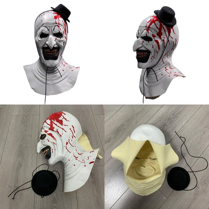 Masque Clown Tueur en Latex - Visage Entier Sanglant | Horreur Halloween