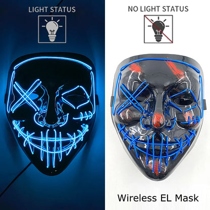 Masque LED Néon Halloween - Purge Lumineux Sans Fil