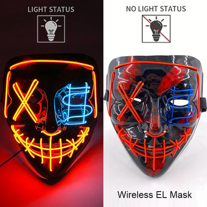Masque LED Néon Halloween - Purge Lumineux Sans Fil