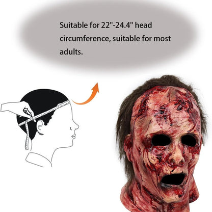 Masque Zombie Latex Visage Entier - Sanglant avec Cheveux | Halloween Horreur