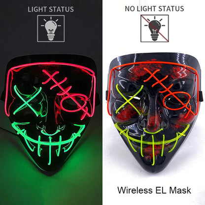 Masque LED Néon Halloween - Purge Lumineux Sans Fil