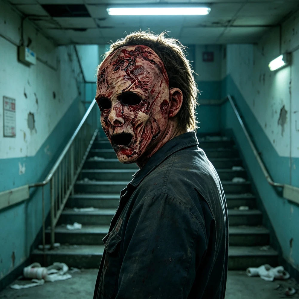 Masque Zombie Latex Visage Entier - Sanglant avec Cheveux | Halloween Horreur