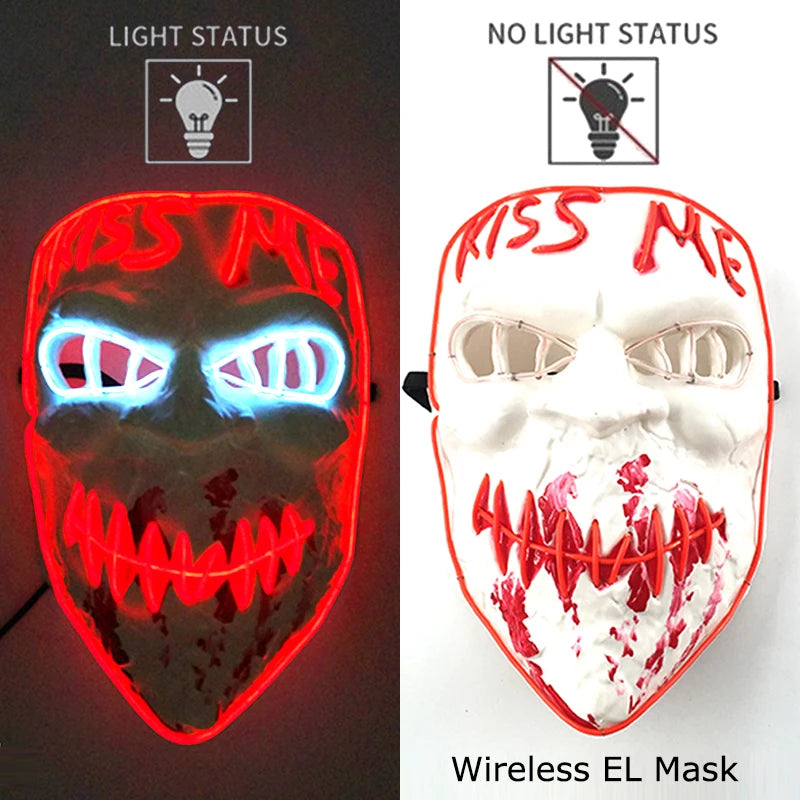 Masque LED Néon Halloween - Purge Lumineux Sans Fil