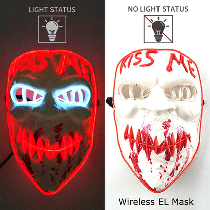 Masque LED Néon Halloween - Purge Lumineux Sans Fil