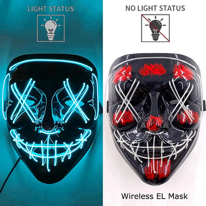 Masque LED Néon Halloween - Purge Lumineux Sans Fil
