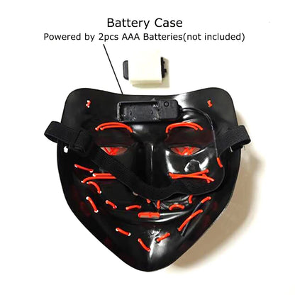 Masque LED Néon Halloween - Purge Lumineux Sans Fil