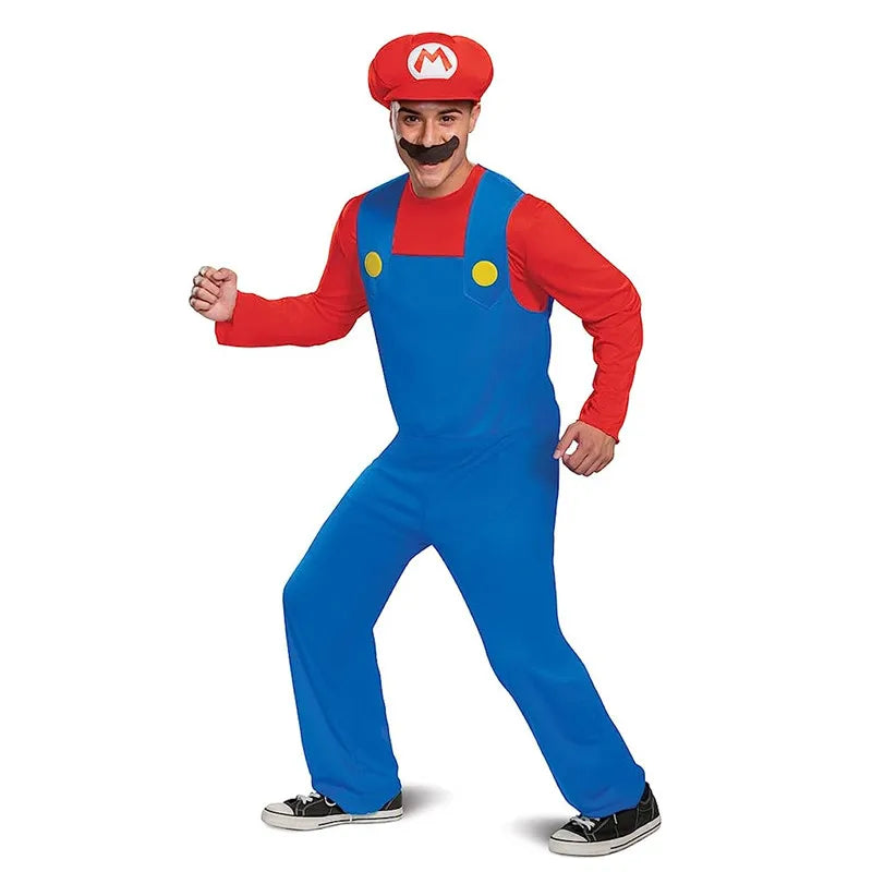 Déguisement Plombier Moustachu Adulte - Salopette, Casquette et Moustache - Halloween, Carnaval, Cosplay