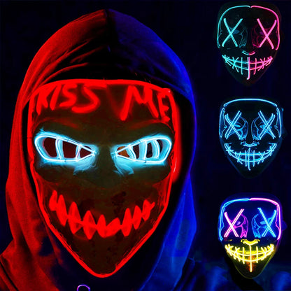 Masque LED Néon Halloween - Purge Lumineux Sans Fil