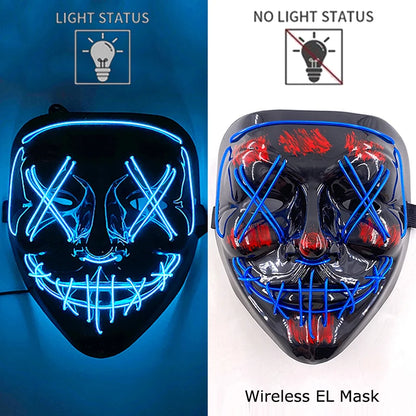 Masque LED Néon Halloween - Purge Lumineux Sans Fil