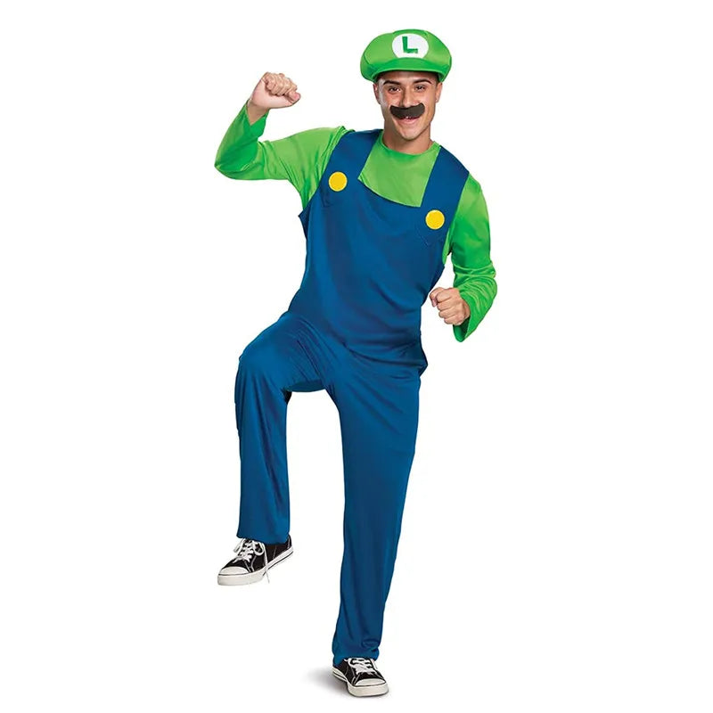 Déguisement Plombier Moustachu Adulte - Salopette, Casquette et Moustache - Halloween, Carnaval, Cosplay