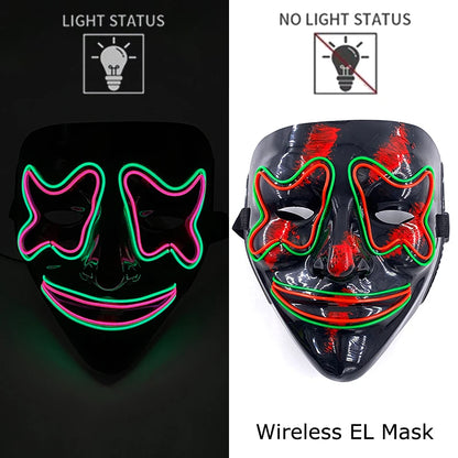 Masque LED Néon Halloween - Purge Lumineux Sans Fil