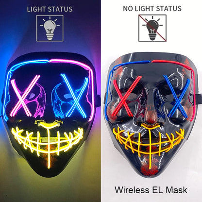 Masque LED Néon Halloween - Purge Lumineux Sans Fil
