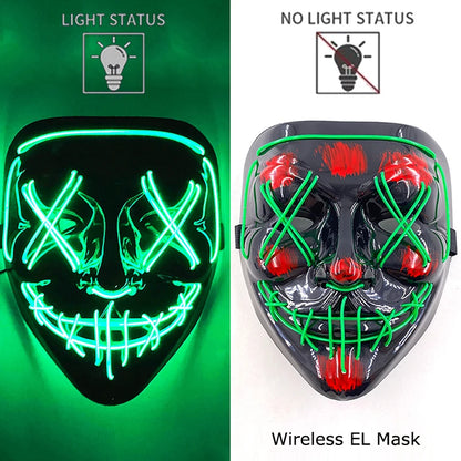 Masque LED Néon Halloween - Purge Lumineux Sans Fil